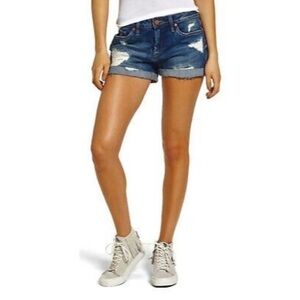 BLANK NYC The Fulton Short Cuffed Distressed Mid-Rise Jean Shorts Size 31 EUC